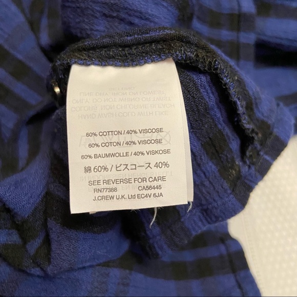 Madewell Blue & Black Plaid Womens V Neck  Cotton Long Sleeve Blouse  Size M - Picture 4 of 4